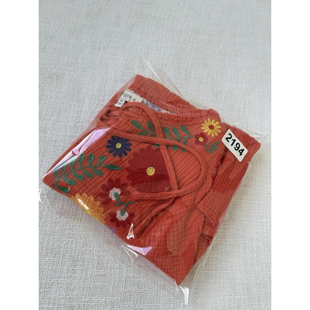 Umgee Cotton Gauze Floral Embroidery Baby Doll Top Size 2XL Orange Comfy Spring - Picture 9 of 9